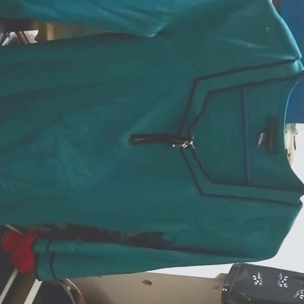 Teal Zipper blouse top